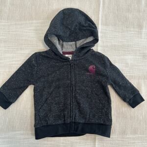 Carhartt Full Zip 6 M Hoodie Sweatshirt Gray Glitter Girl Baby Size 6 Months